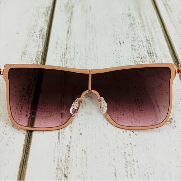 Jessica Simpson Rose Gold Metal Frame Square Shield Sunglasses Eyewear J6100 - Picture 9 of 14
